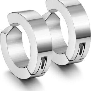 Stylish Stainless Steel Clip-On Huggie Hoops - Non-Piercing Earrings for All